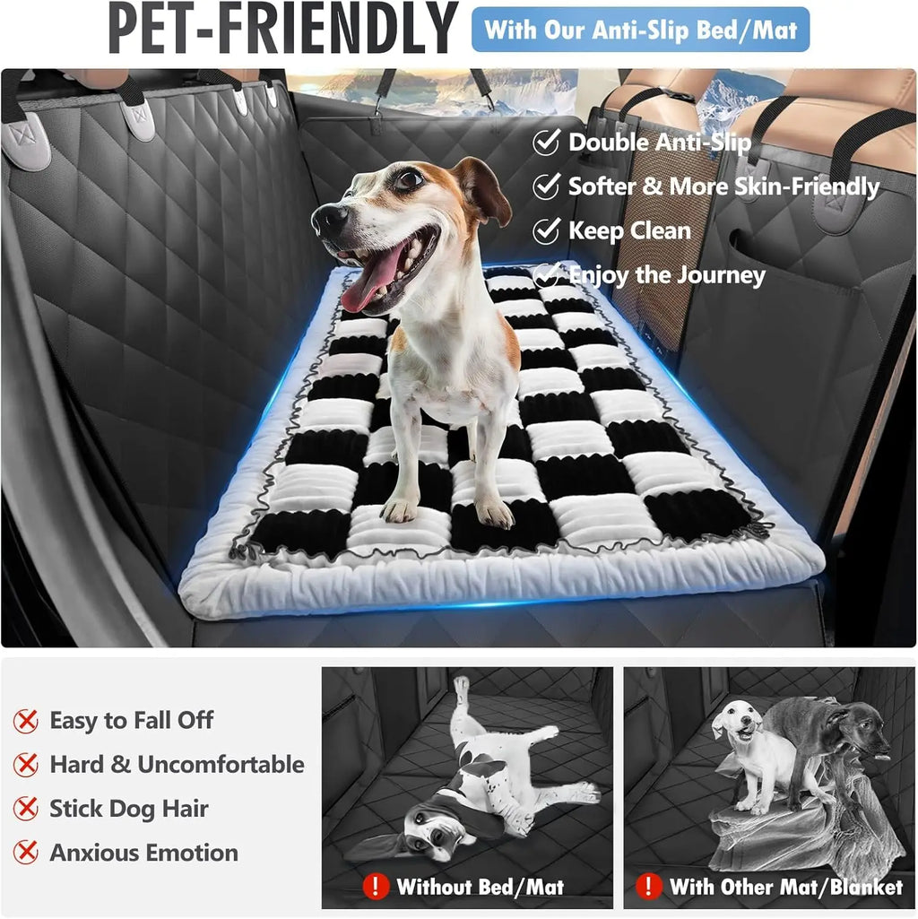 Non-Slip Car Bed for Back Seat, Soft Travel Pet Mat with Anti-Skid Bottom, Fits Most Vehicles (51x23.5in)
