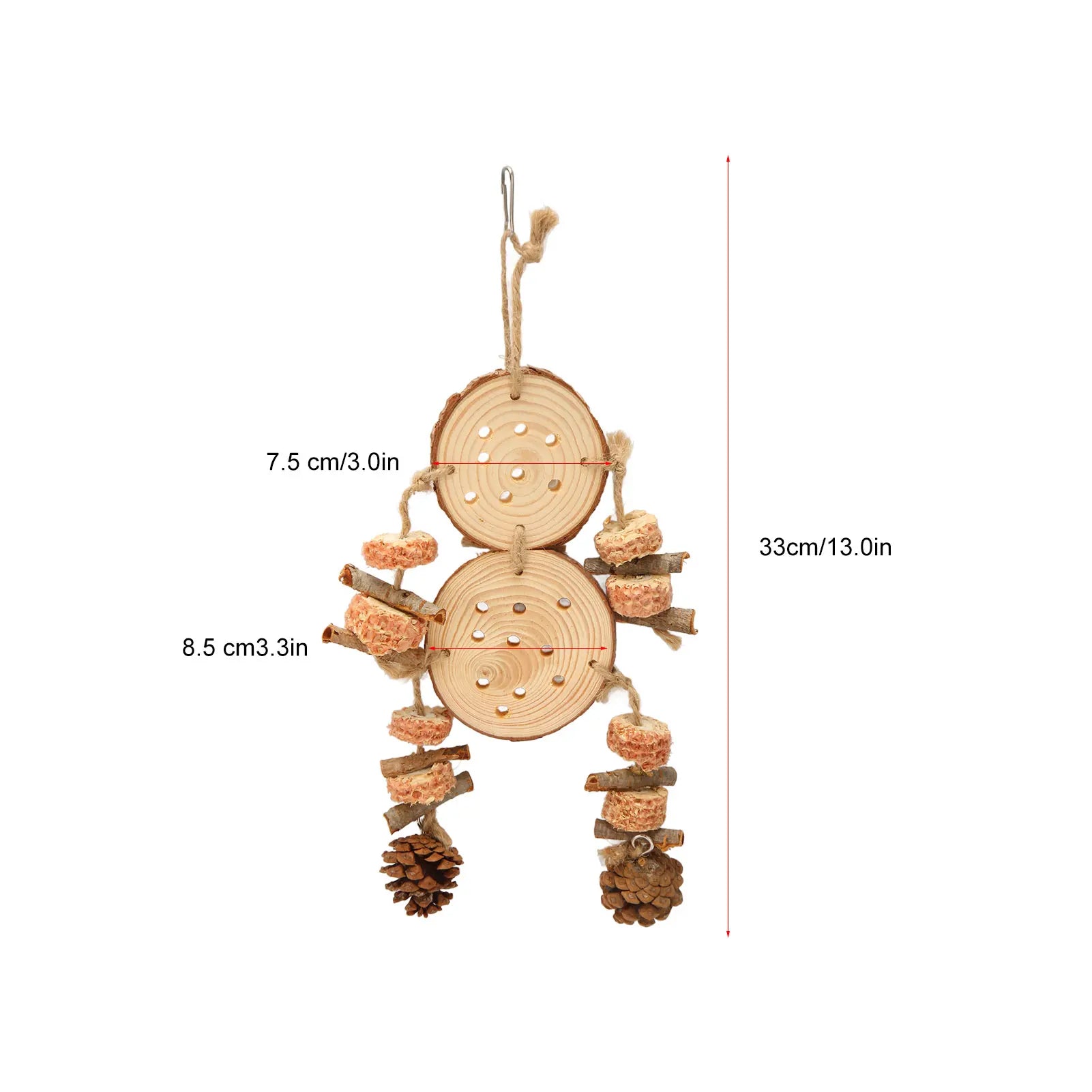 Bird Chewing Toys Puzzle Wooden Corks Logs Pine Cones Corn Cobs Barks
