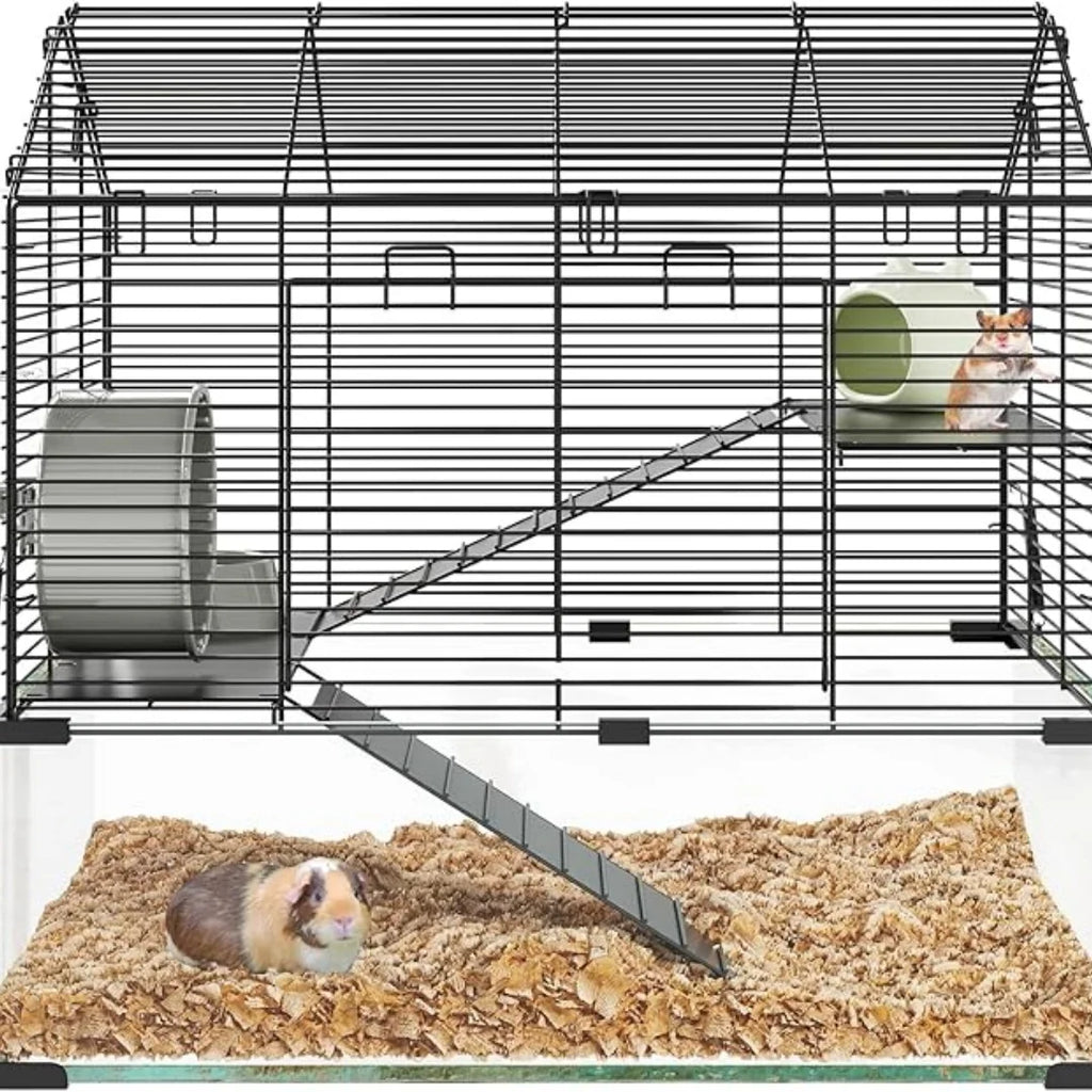3 Tiers Large Enclosure, Metal Enclosure + Glass Small Animal Cage