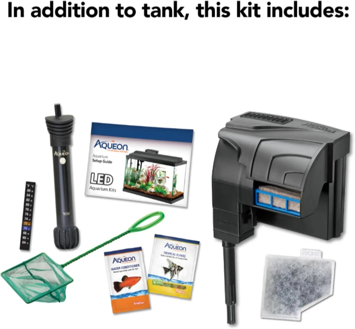10 Gallon Aquarium Starter Kit with LED Lighting, Complete Fish Tank Setup for Beginners