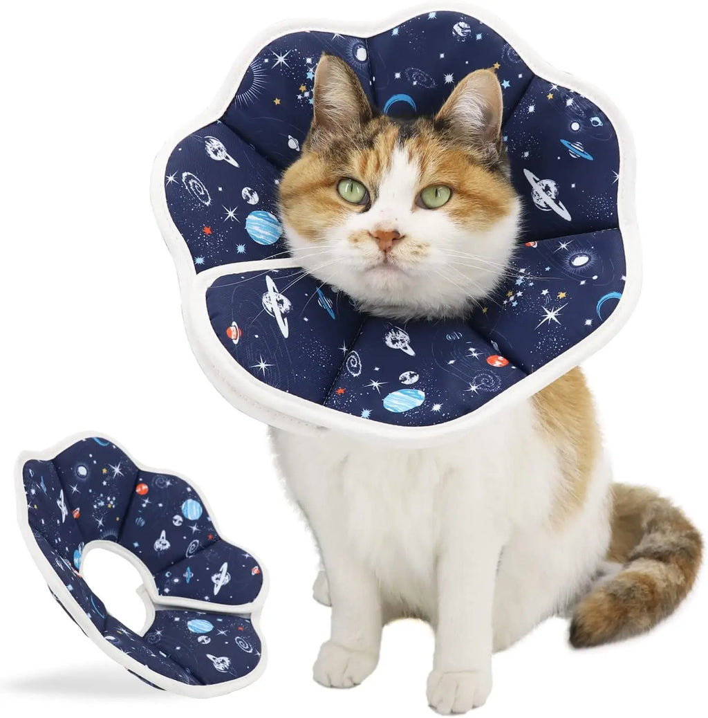 Soft Cat Cone, Adjustable Recovery Collar After Surgery to Prevent Licking Wound, Protective Cat Neck Cone, Comfortable