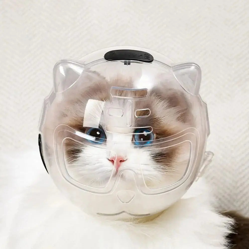 Transparent Cat Bubble Muzzle Anti-Bite Hood Breathable Anti-Licking Cat Head Cover