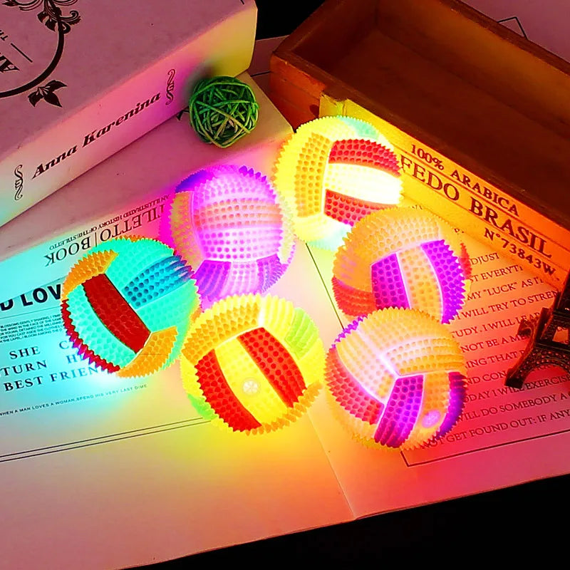 Glowing Ball Dog Toy Led Bouncy Chew Ball Color Light Ball Interactive Toys for Small Dogs