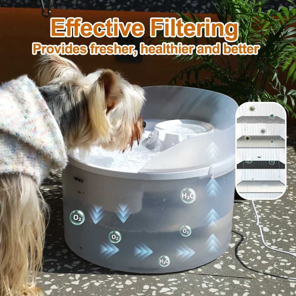 2 Gallon White Dog Water Fountain For Large Medium Dogs