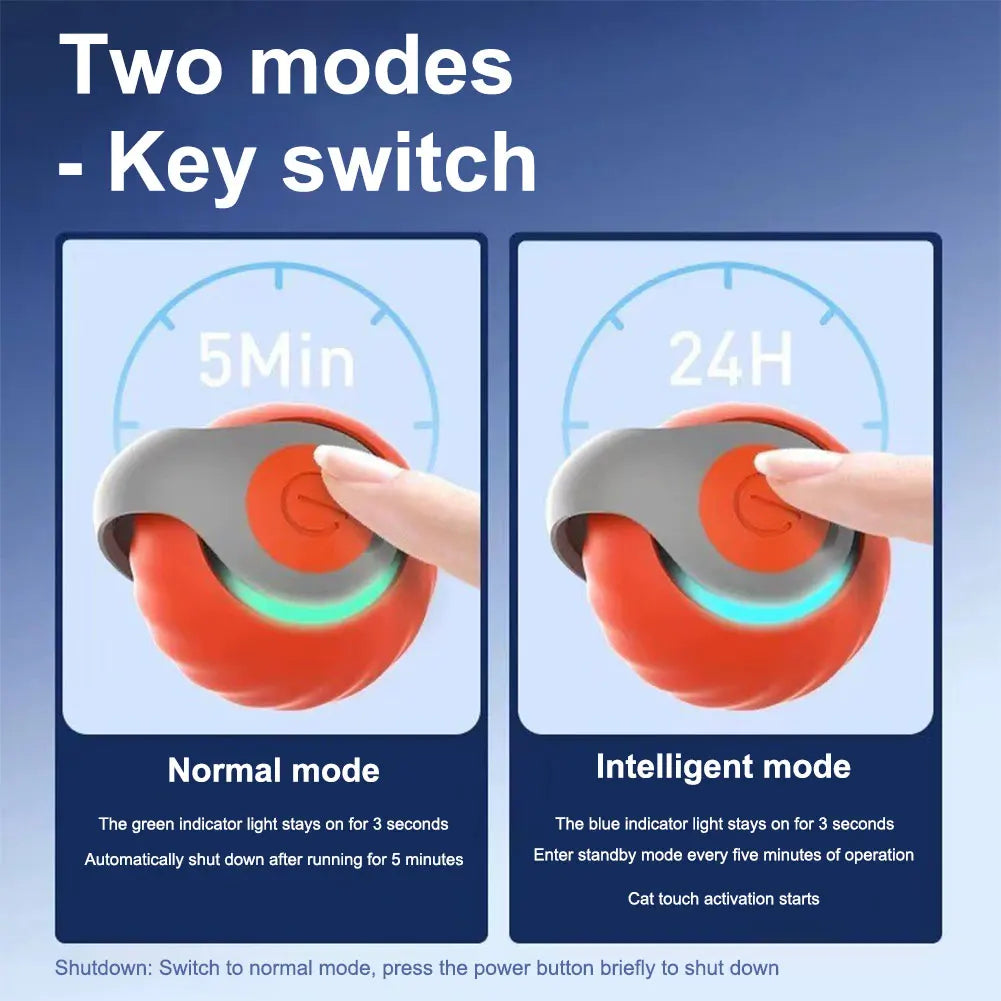 Automatic Moving Cat Toy Ball, USB Rechargeable Speedy Tail Interactive Ball