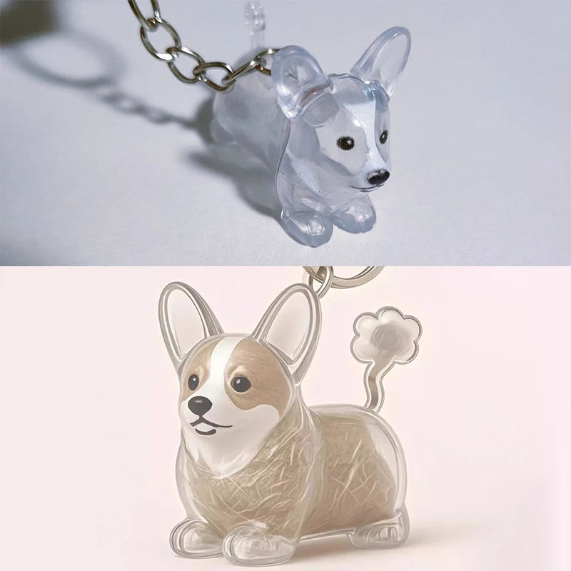 Clear Hair Memorial Keepsake Capsule Pet's Dog Fur Container Pendant Keychain