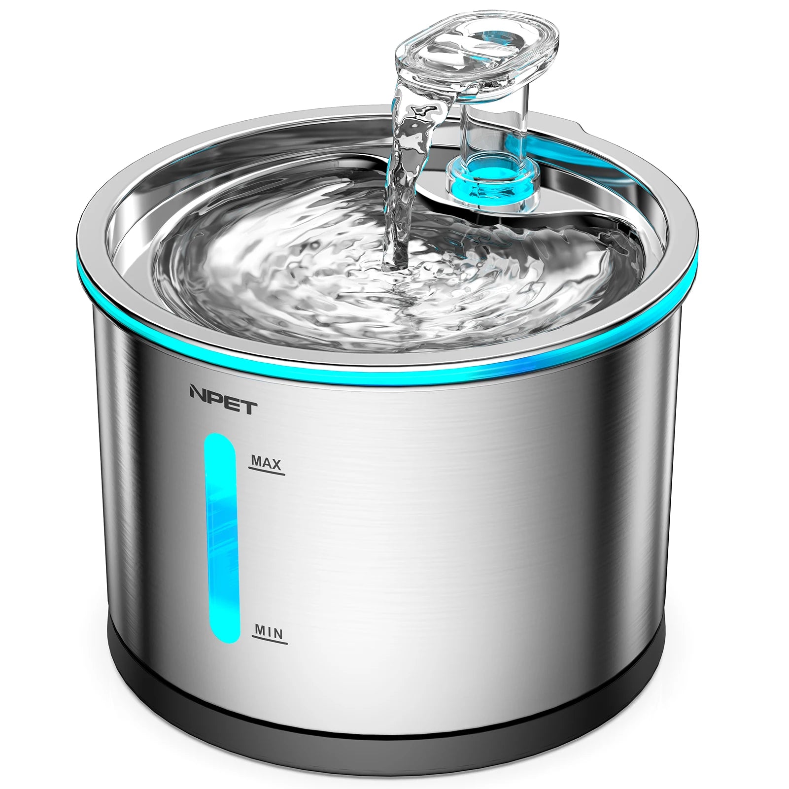 Cat Dog Water Fountain Stainless Steel, 50oz/1.5L Dishwasher Safe with Visible Window Light