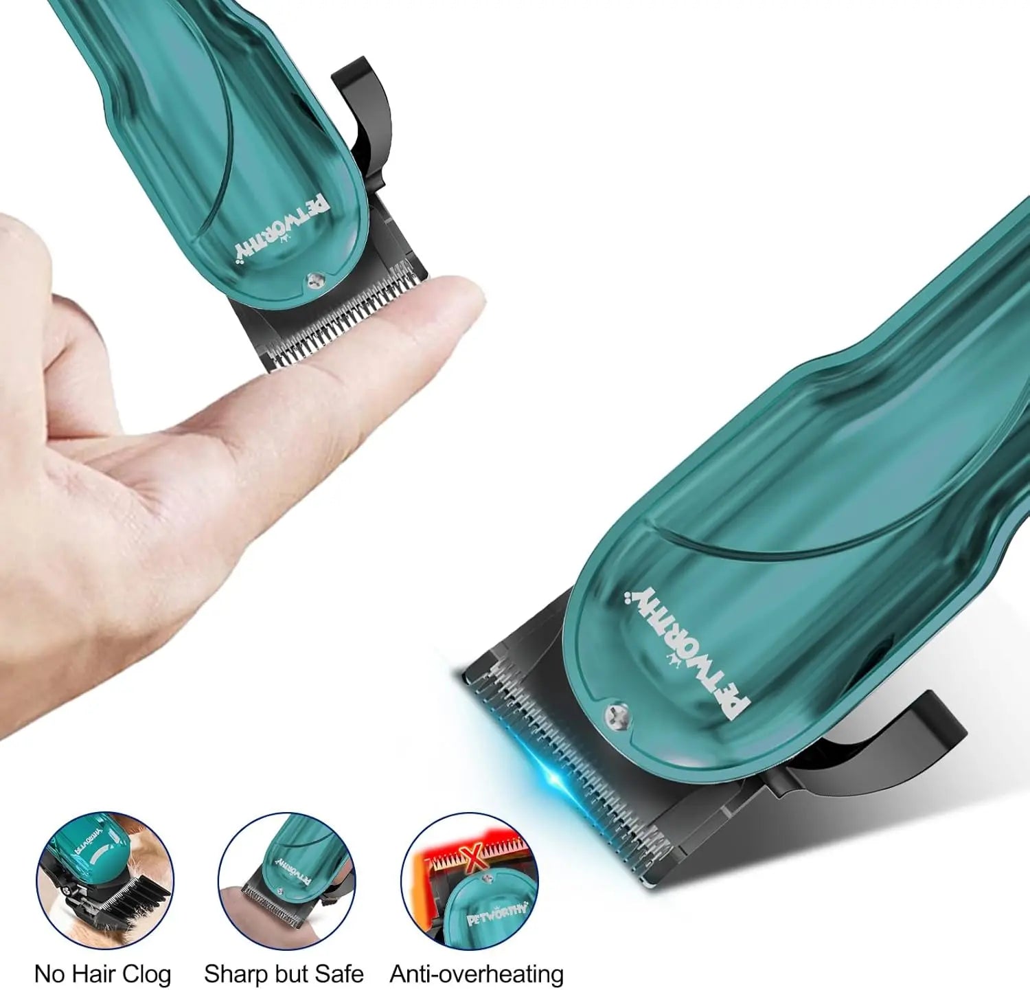 Cordless Dog Clippers for Heavy Hair - Low Noise, Waterproof, Easy to Clean Pet Grooming Kit