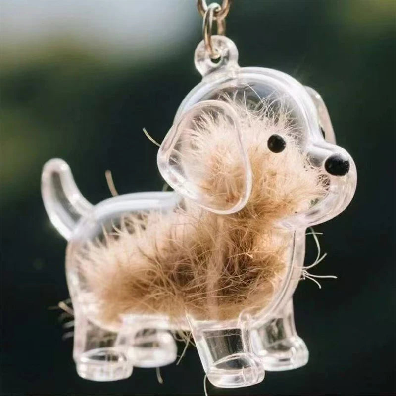 Clear Hair Memorial Keepsake Capsule Pet's Dog Fur Container Pendant Keychain