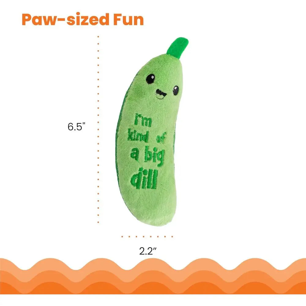 Crunchy Pickle Kicker Cat Toy – Plush Crinkle with Catnip and Dental Mesh, 6.5