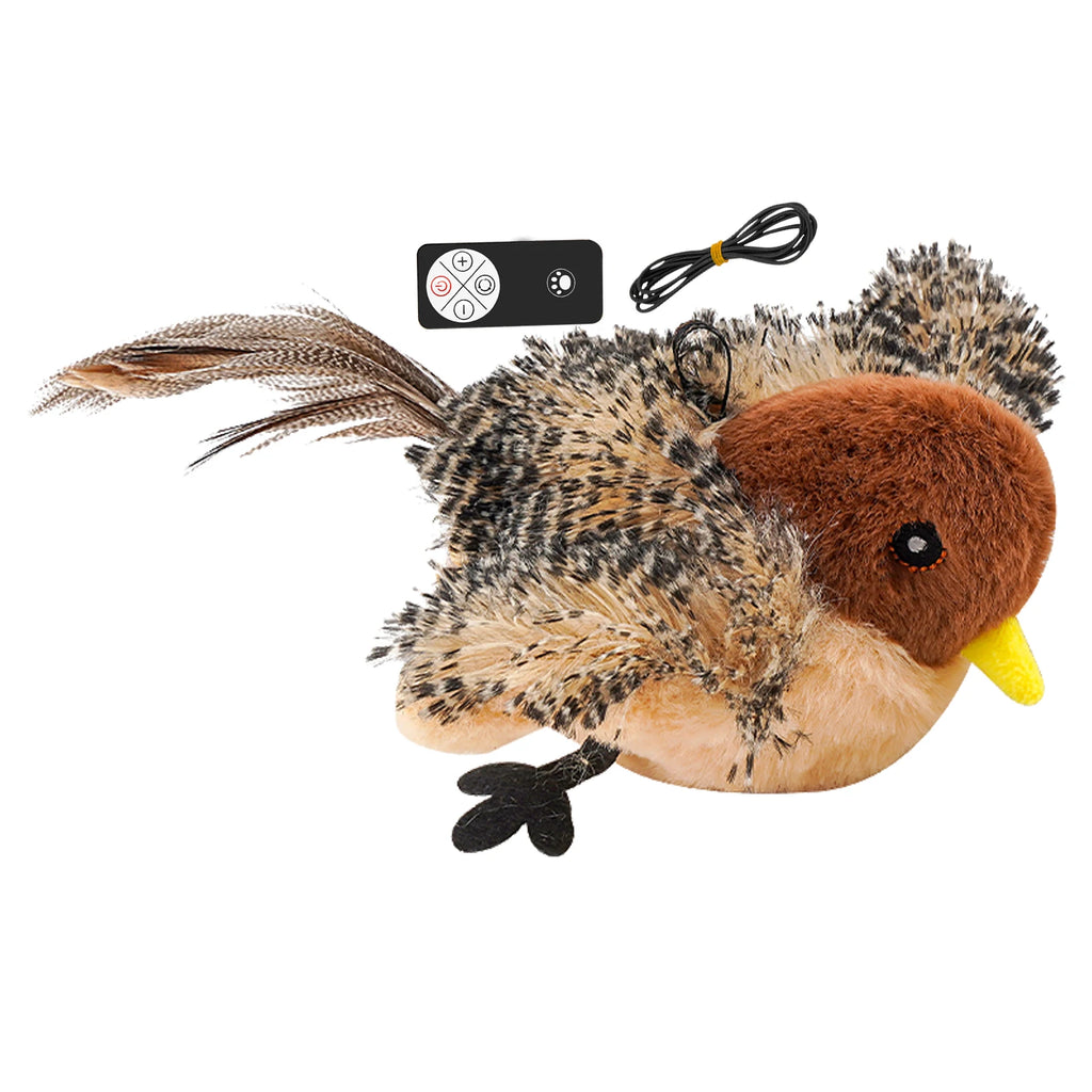 Remote Control Simulated Chirping Bird Toy Plush Chirping Interactive Feather Toy