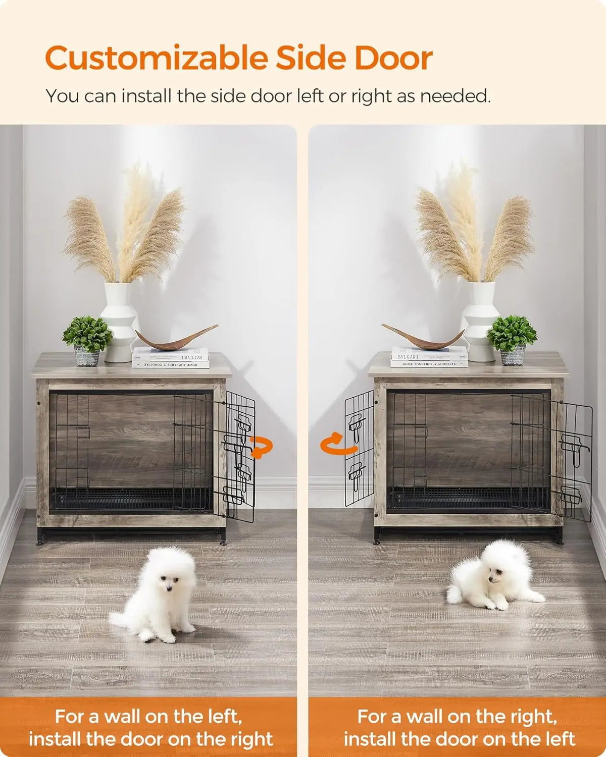 27.2" Indoor Dog Crate Furniture, Multi-Purpose Pet Kennel with Removable Tray for Small Dogs up to 30 lbs,