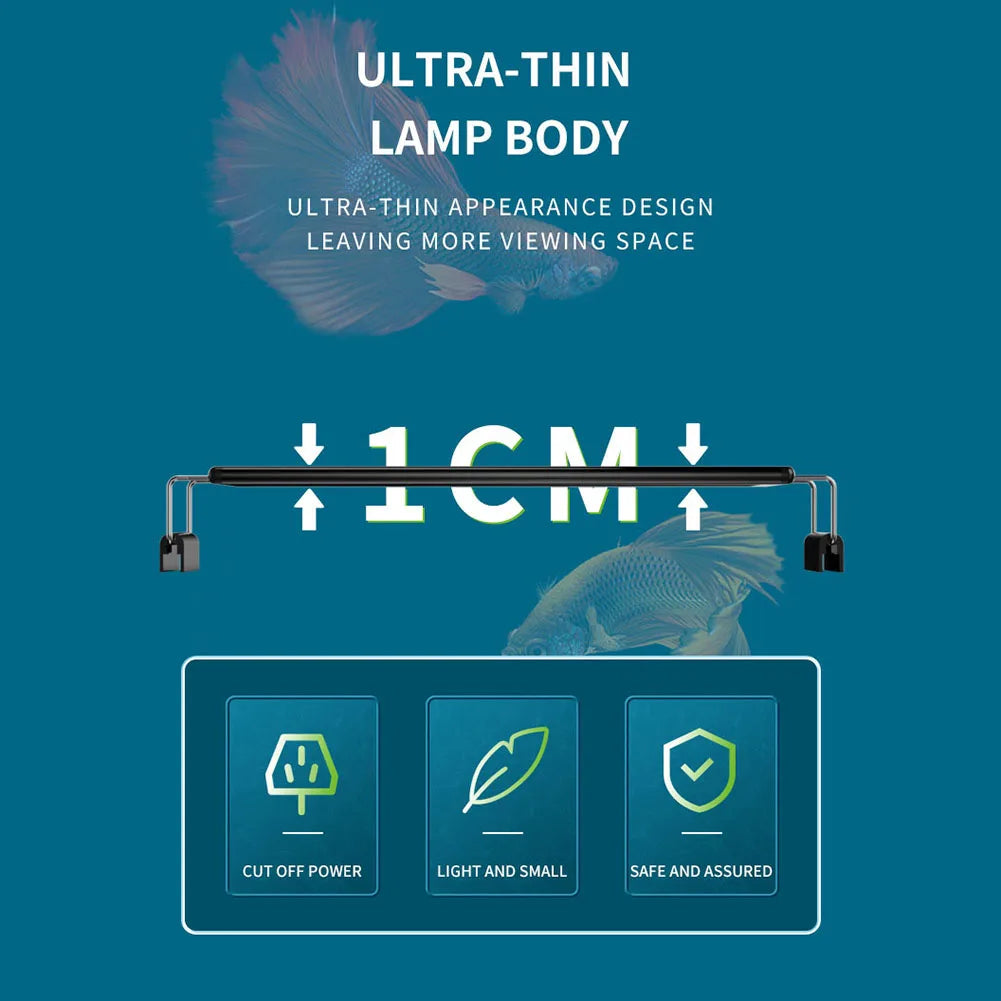 Aquarium Light For Plants Adjustable 3 Colors Extendable Fish Tank Light Suitable For 40-50cm Fish Tanks