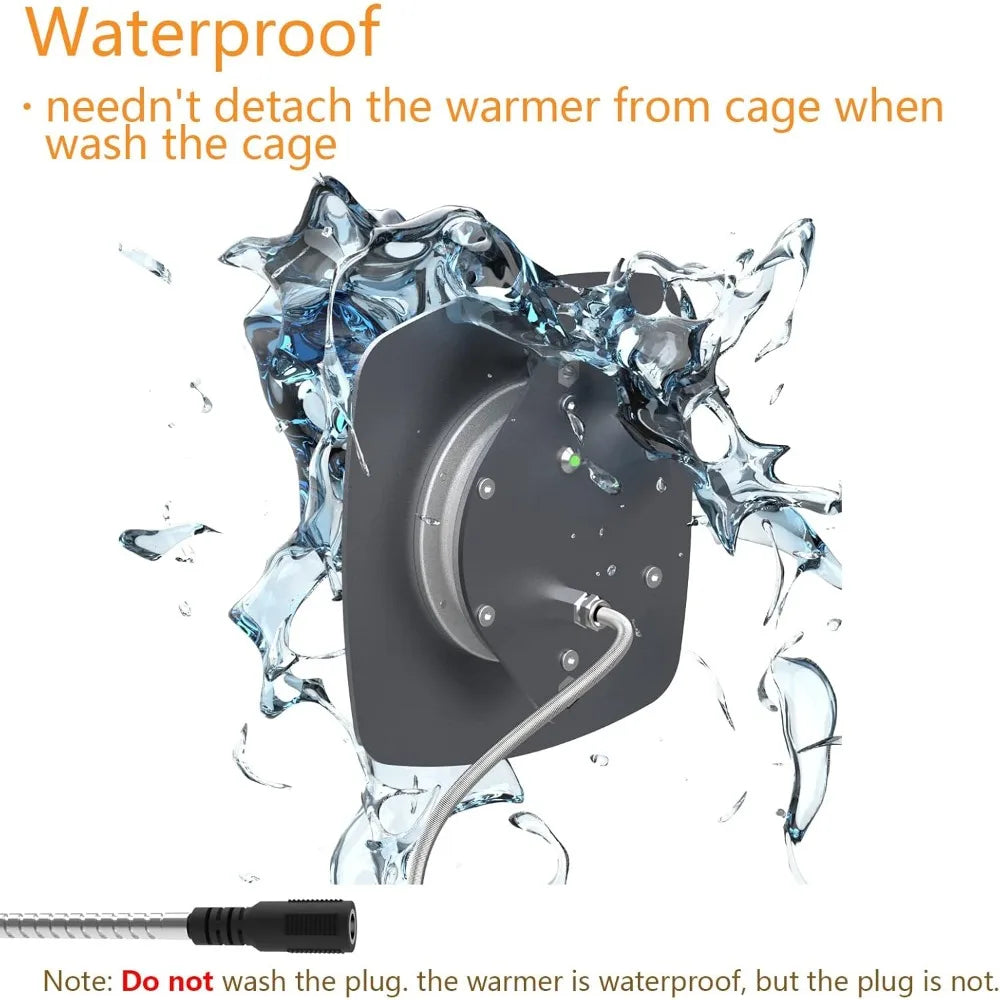 Thermostatic Bird Cage Heater, IP67 Waterproof Warmer with LED Indicator, 12V