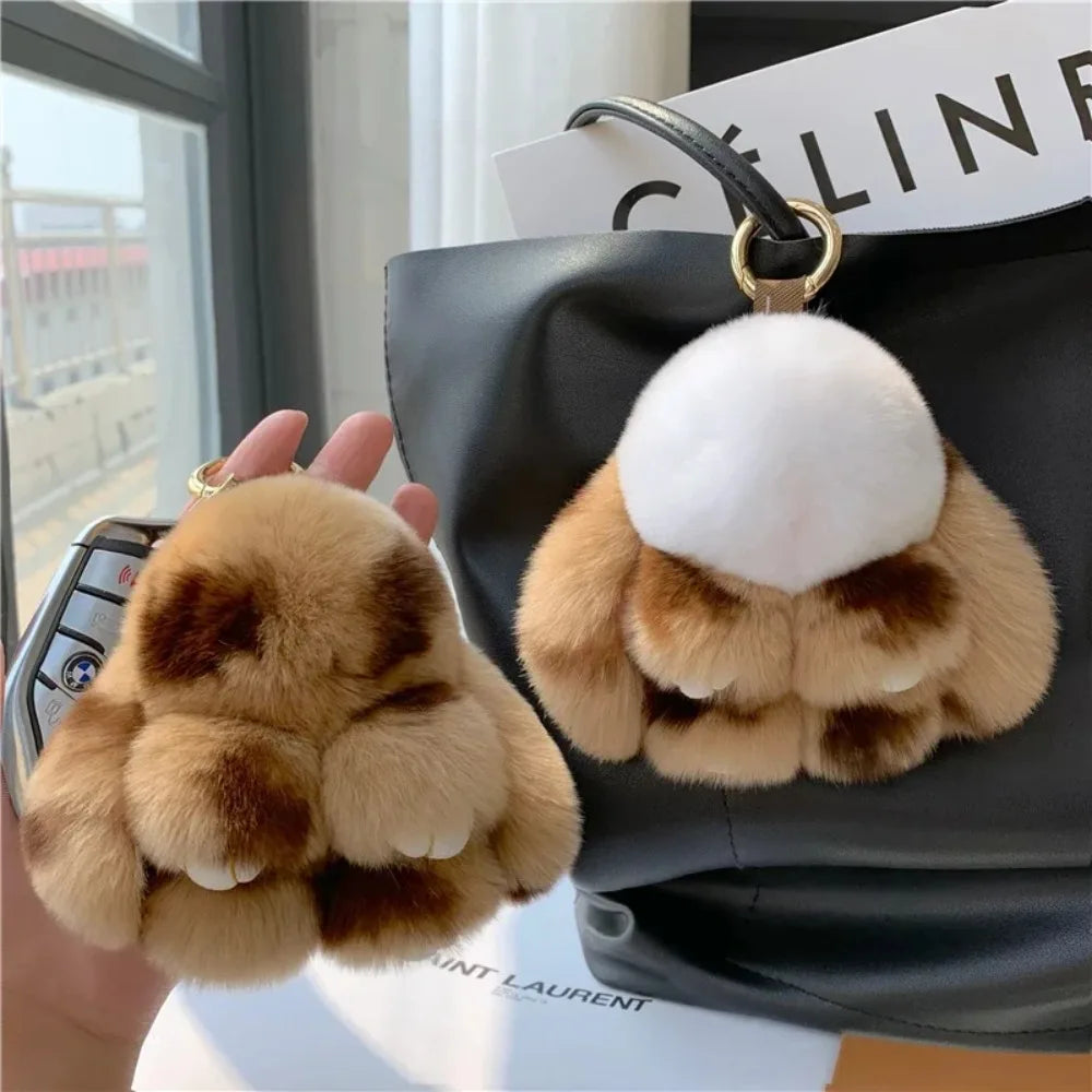 Cute Plush Pom Pom  Bunny Keychain