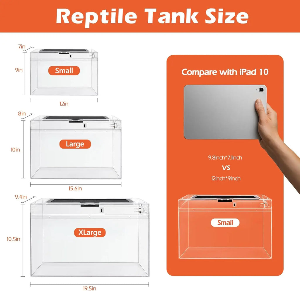 8-Piece Reptile Terrarium Starter Kit with Escape-Proof Locks, Mesh Top, and Durable Clear Design