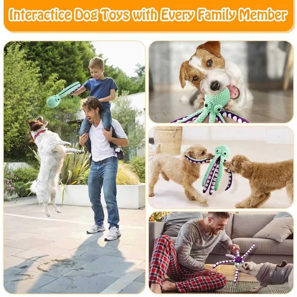Dog pet plush octopus toy interactive sound large and small dog boredom companion toy