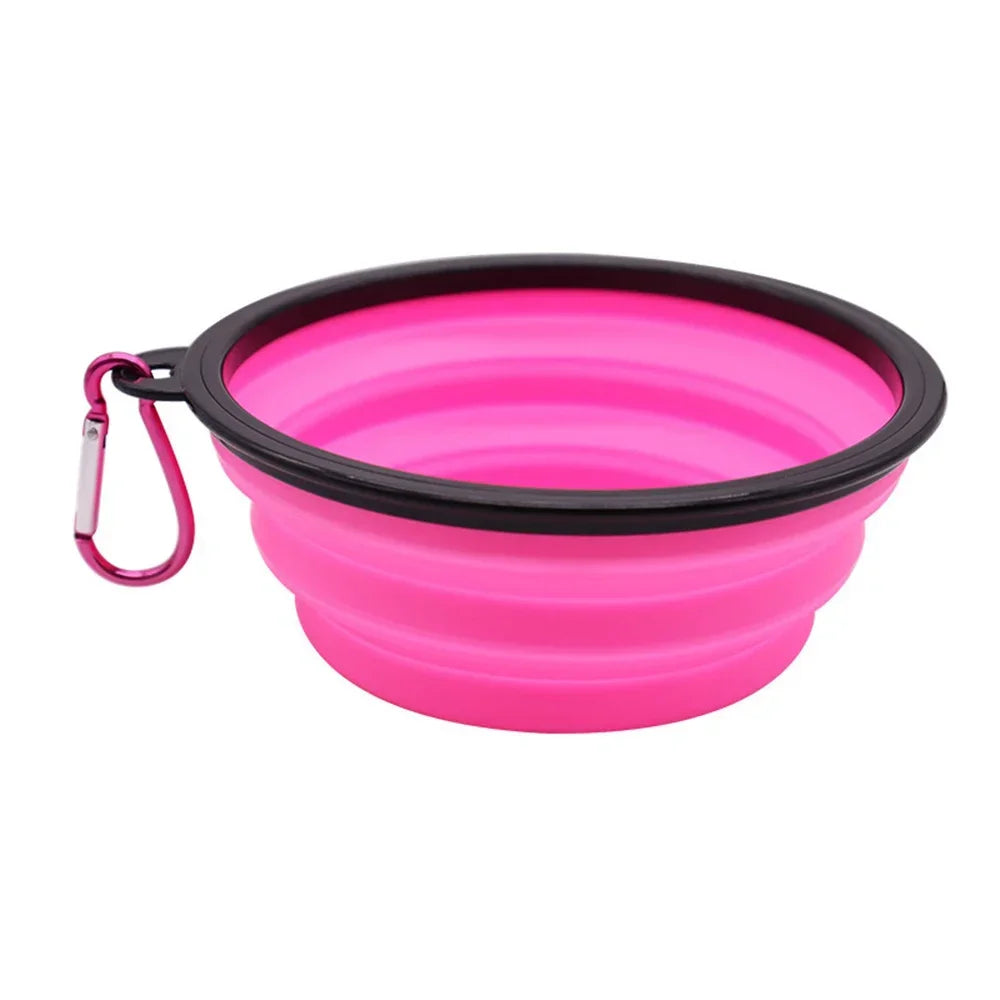 Portable Pet Folding Bowl Silicone Dog Cat Feeders with Hanging Hook