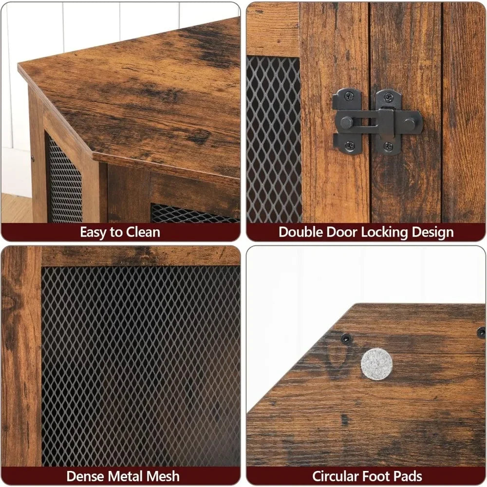 Corner Dog Crate, Wooden End Table, Decorative Pet Crate Indoor Use