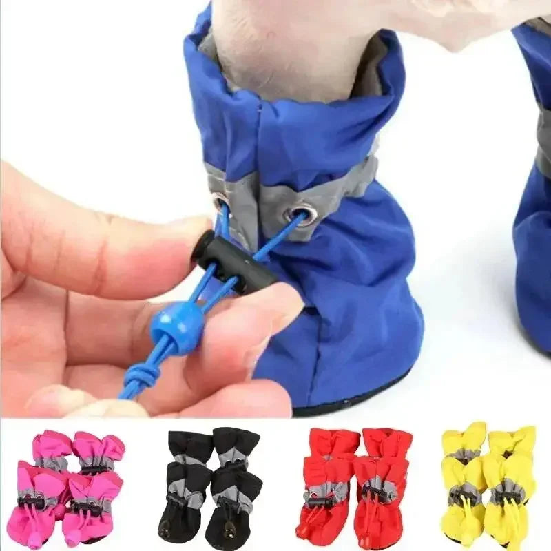 4 pcs Waterproof Boots Anti-Slip Rain Snow Thick Warm for Small Cats Dogs and Puppies