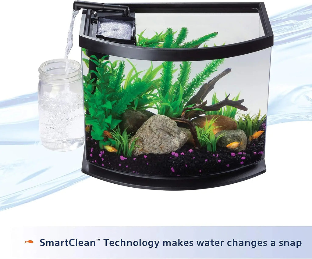 5 Gallon LED Mini Aquarium Fish Tank Kit with SmartClean Technology, Easy Setup for Beginners