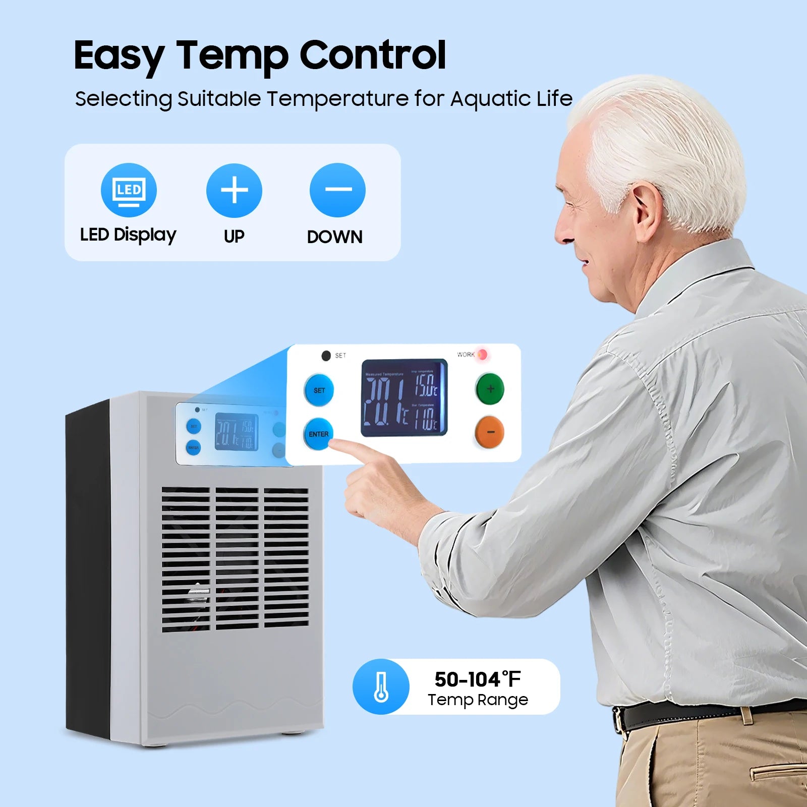 100w Fish Tank Hot And Cold Water Machine 110v Us Plug Led Display Suitable For Seawater Freshwater Coral Reef Tanks