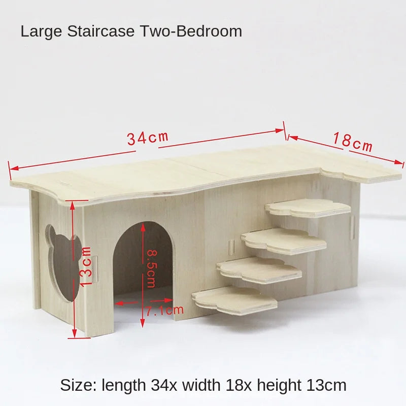 Hamster Toys Small Houses Wooden Furniture Running Wheels Villas Swings Wooden Nests Bite Resistant