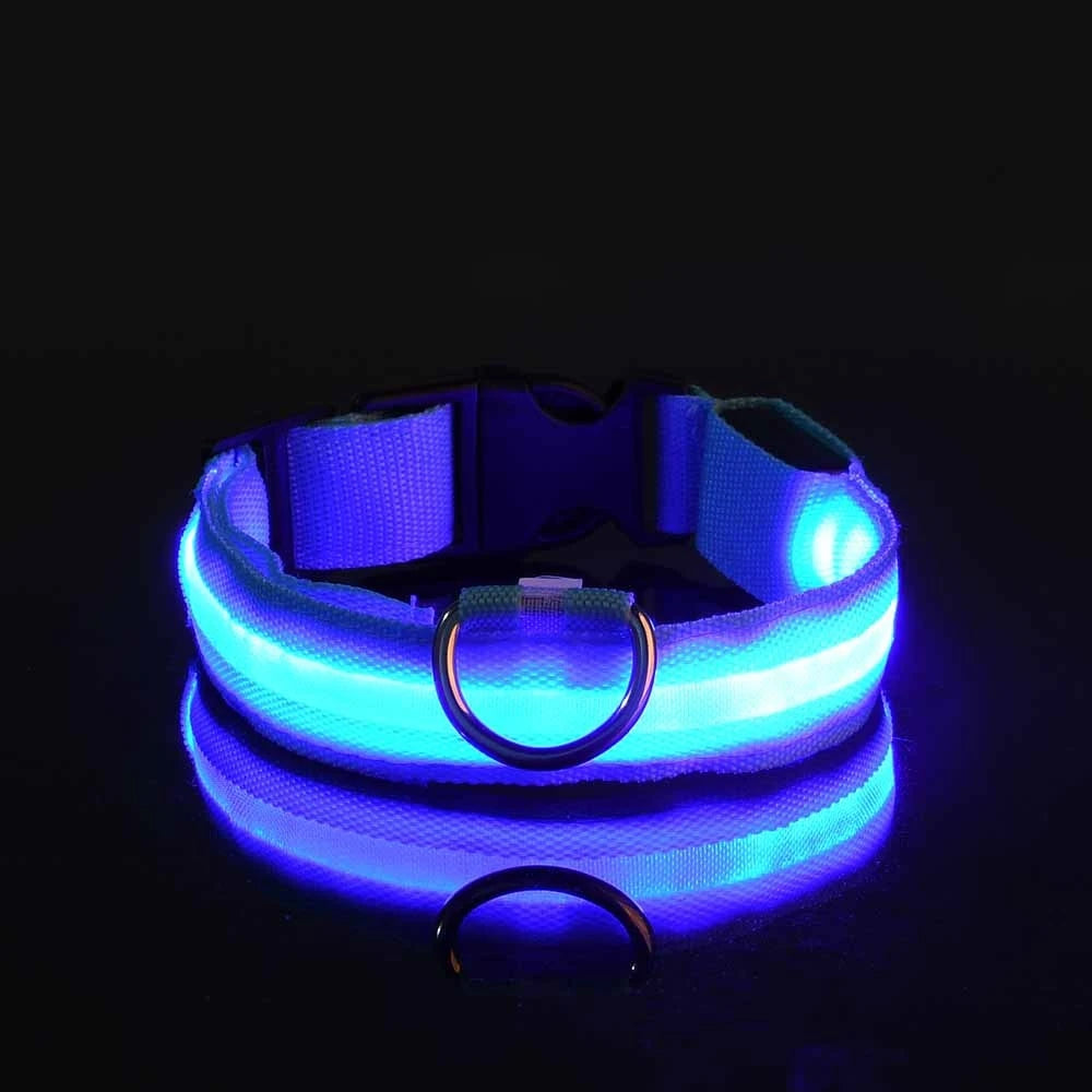 Nylon LED Night Safety Flashing Glow In The Dark Luminous Fluorescent Pet Dog Collar