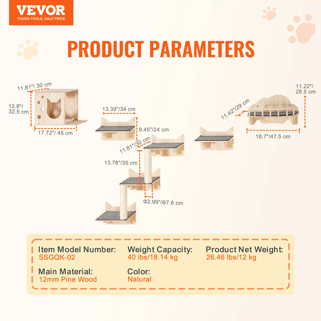 Wall Mounted Cat Wall Shelves and Perches with Jumping Boards Hammocks