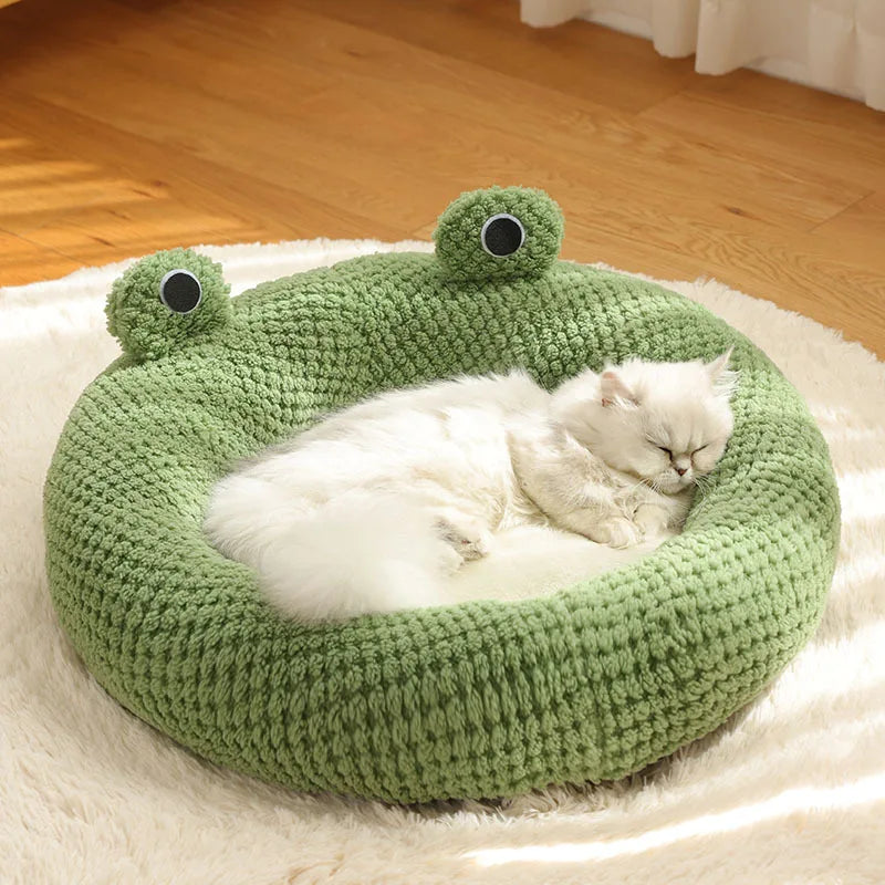Frog Shape Enclosed Warm Pet Nest Den For Cat Kitten Small Puppy