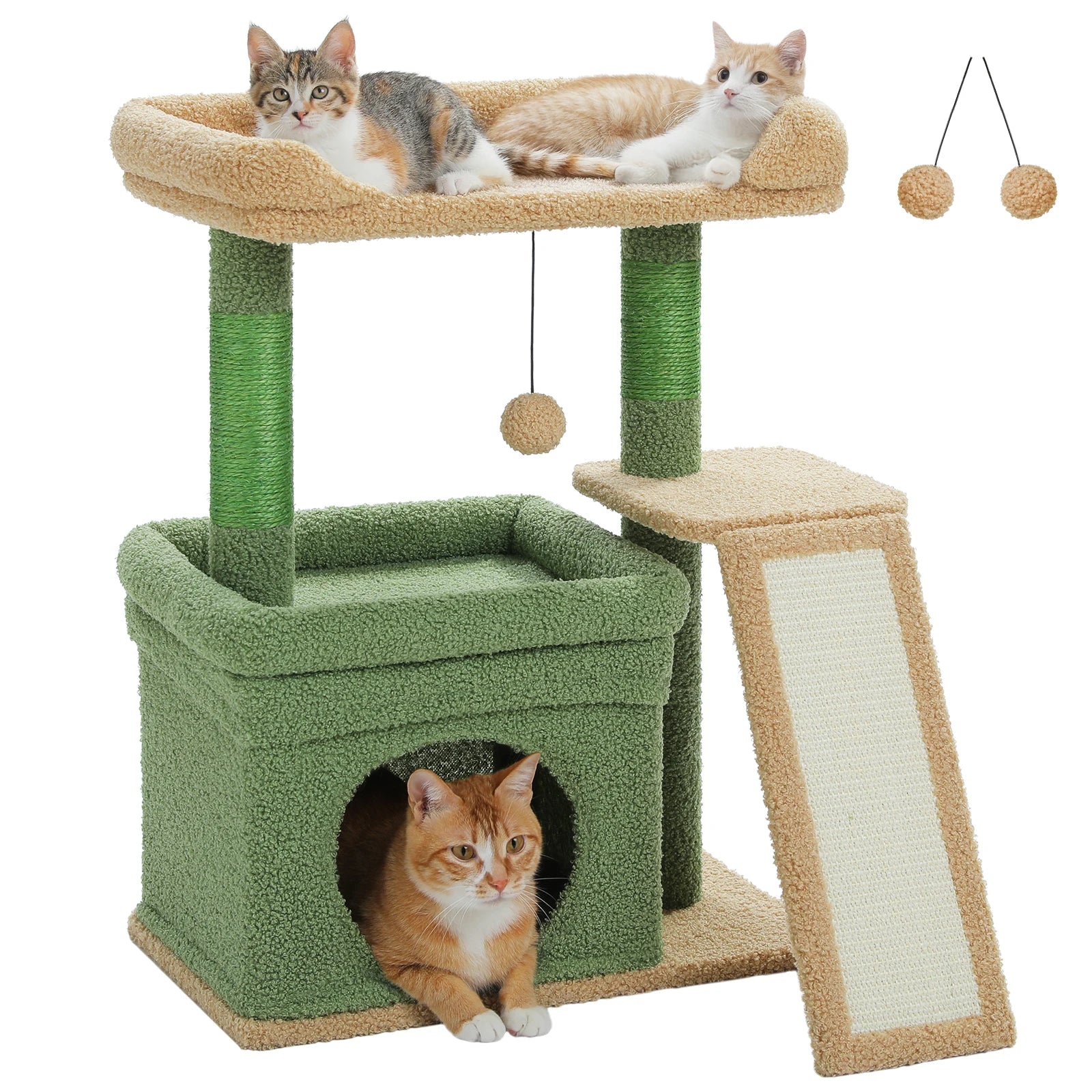 Small Cat Tree for Indoor with Sisal Scratching Post and Pad Wide Top Perch Large Cat Condo Cat Scratchers