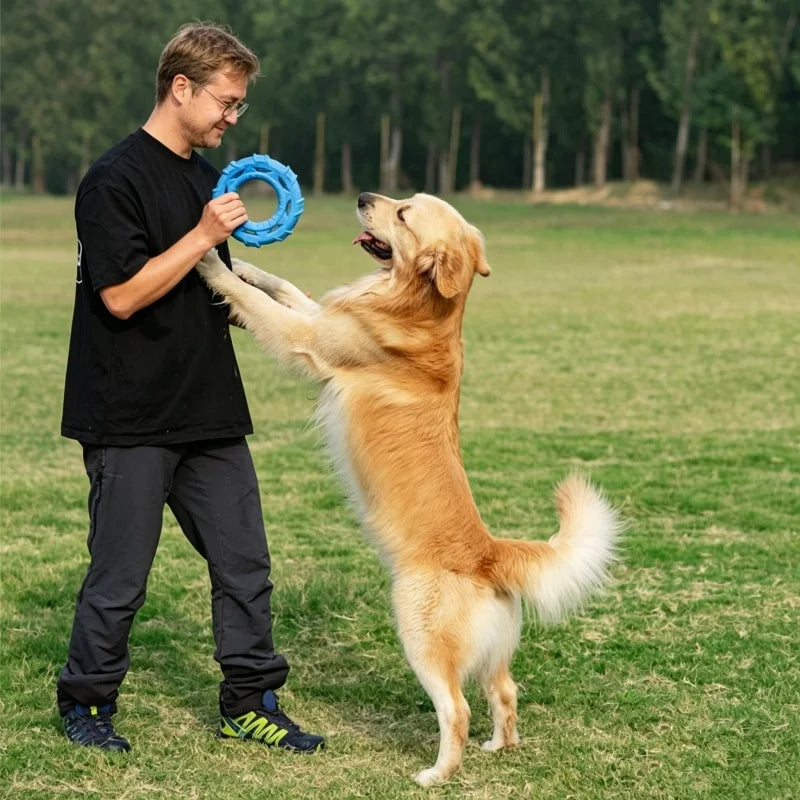 3 in 1 Floating Dog Frisbee Tug Chew Toy Soft Bite Resistant TPR Interactive Outdoor Toy for Pool Beach Summer Fetch Training
