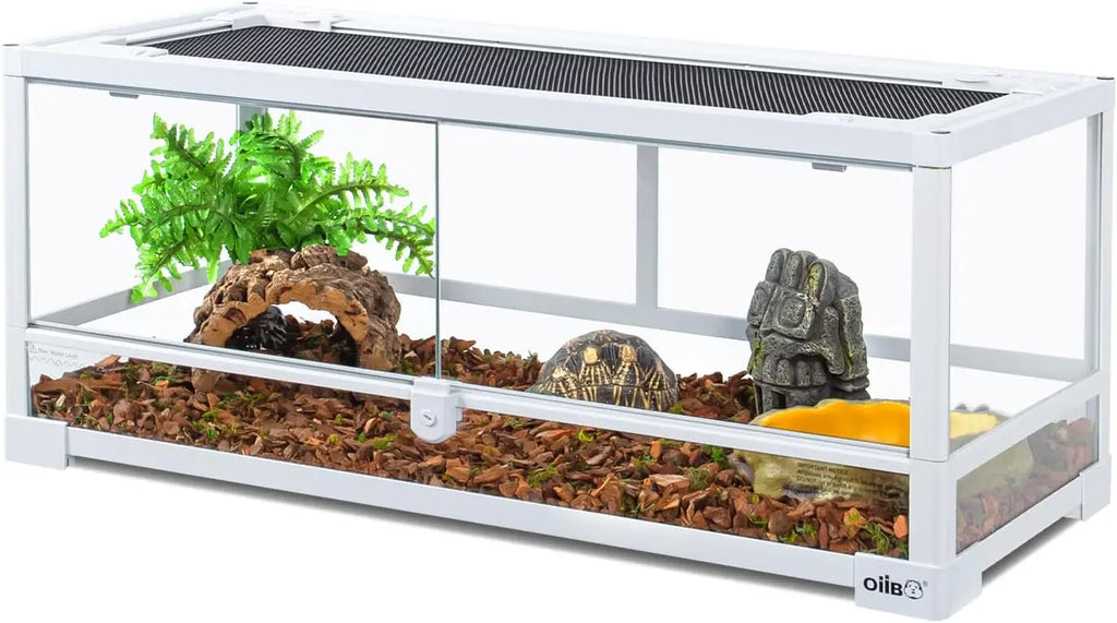 20 Gallon Full Glass Reptile Terrarium with Front Opening Doors & Ventilation Top, 30x12x12 Inches