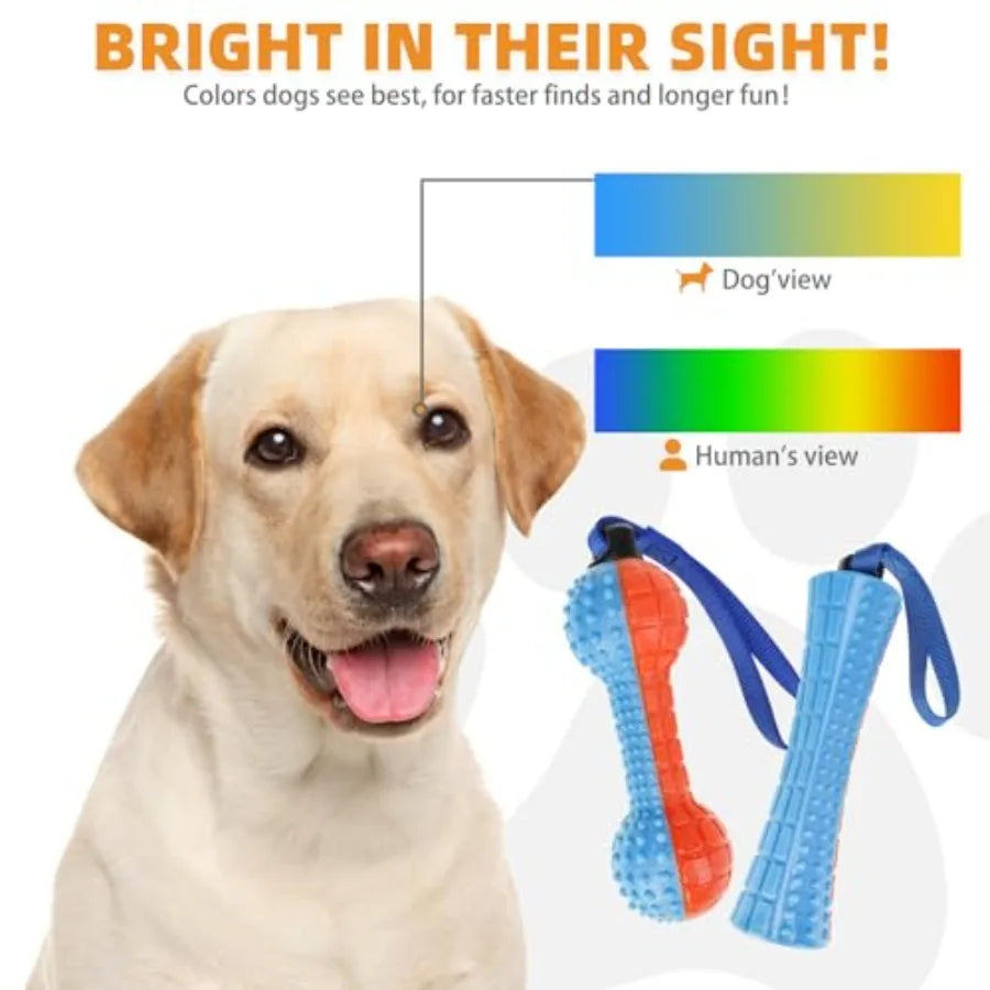 Floating Dog Toys, 2 Pack TPR Water Pool Fetching Toy with Durable Rope for Small Medium Large Dogs, Bright Bumper Interactive