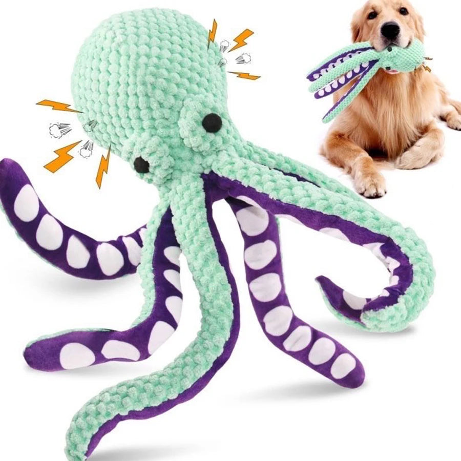 Dog pet plush octopus toy interactive sound large and small dog boredom companion toy
