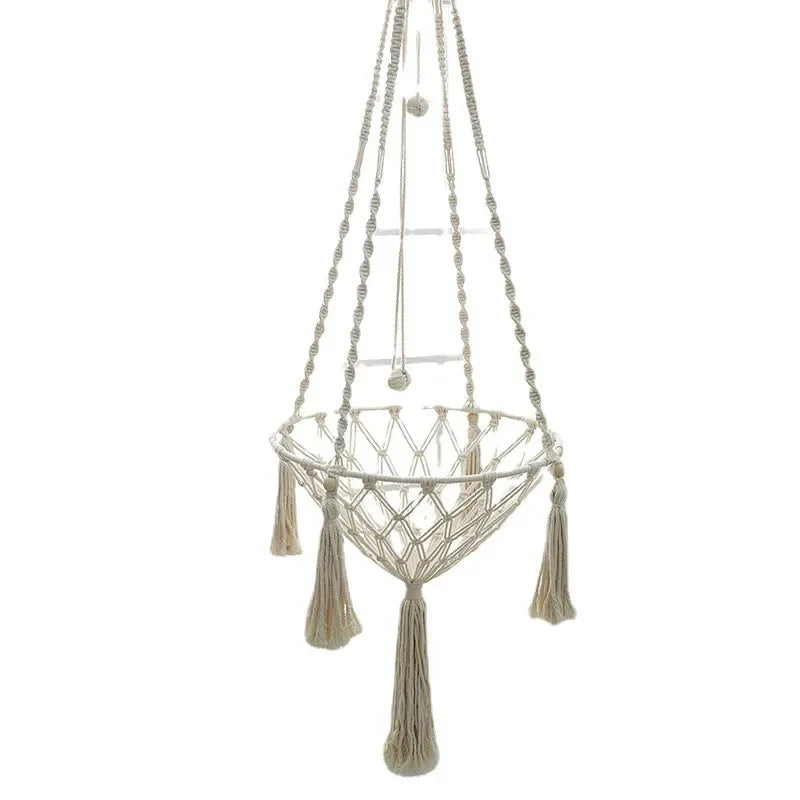 Pet Hammock Cat Swing Hand Woven Cotton Rope Hanging Basket
