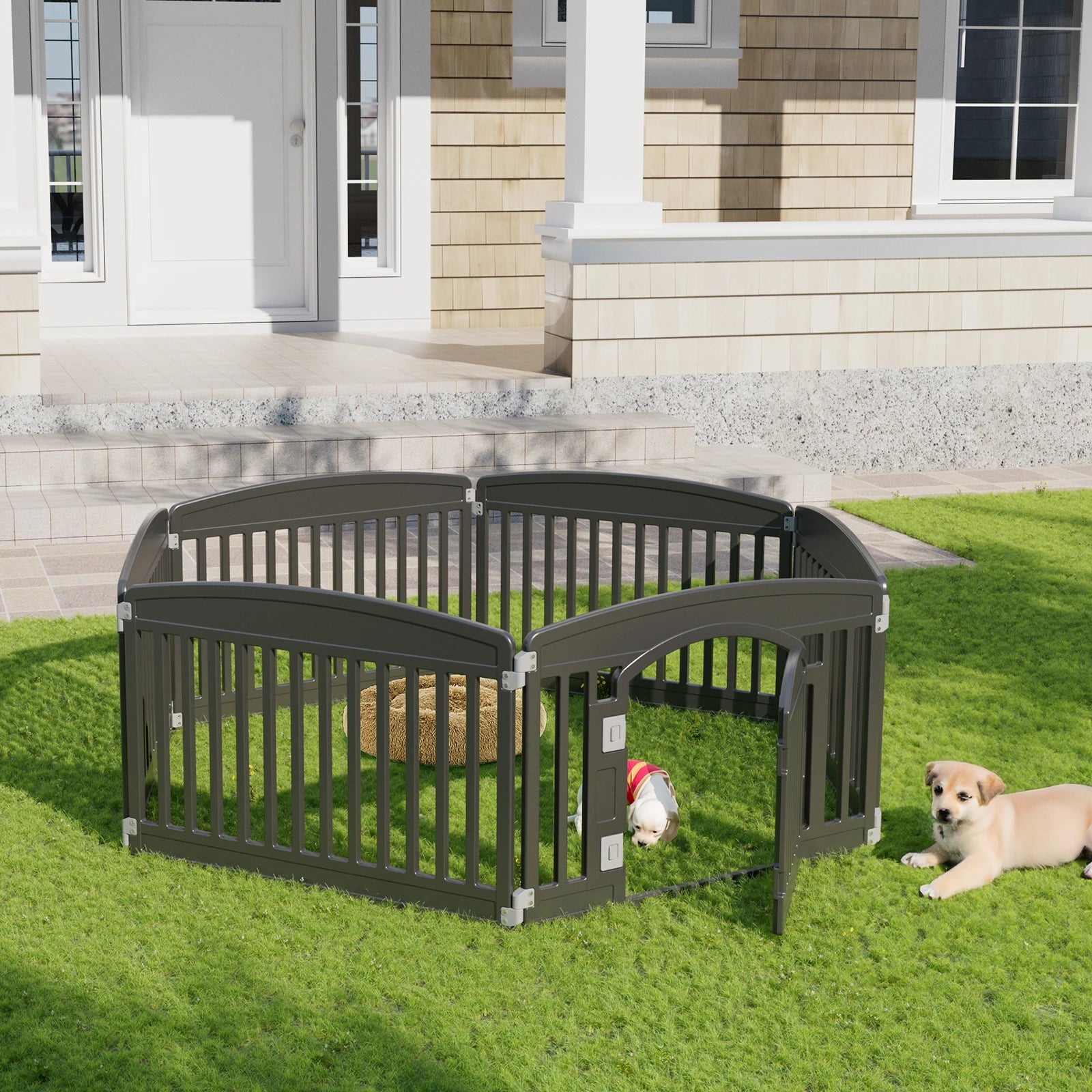 Plastic Dog Playpen 6 Panel 24IN Expandable Durable Pet Fence for Medium Dogs Indoor Outdoor Folding Portable Playpen