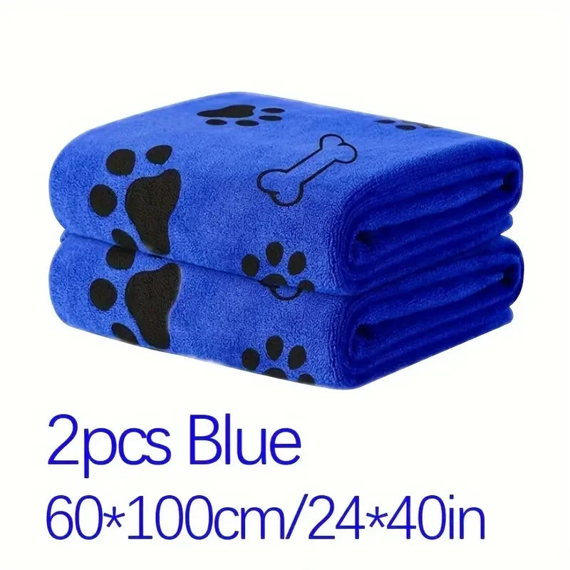 2pcs Soft Microfiber Dog Cat Towels - Quick Dry, Absorbent Pet Bath & Grooming Towels