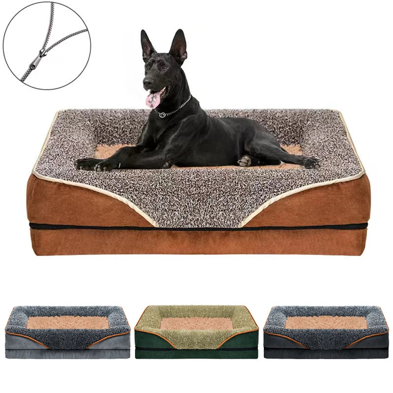 An oversized dog bed removable washable for all seasons, pet bed sofa, comfortable and soft with raised edges,