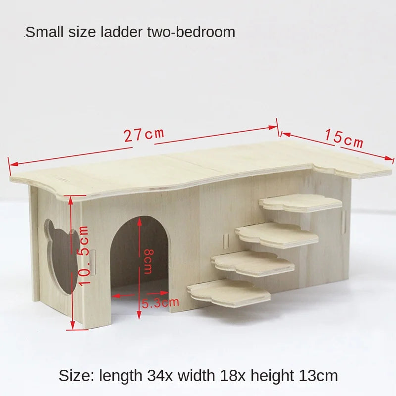Hamster Toys Small Houses Wooden Furniture Running Wheels Villas Swings Wooden Nests Bite Resistant