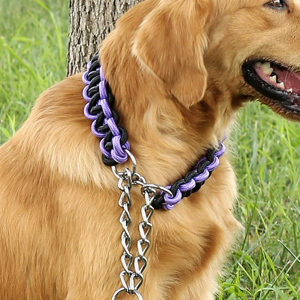 Nylon Braided Dog Collar And Leash Set Traction Rope For Small Medium Large Dog