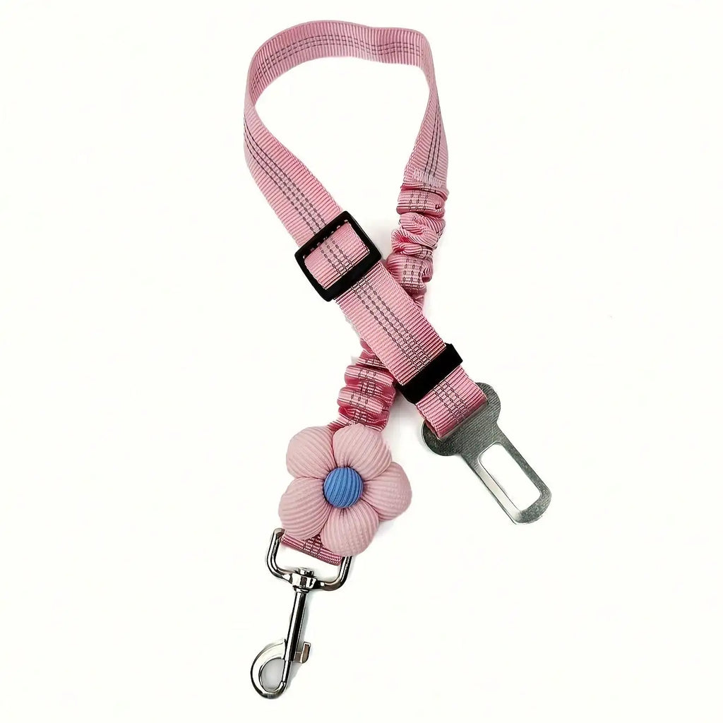 Cute Floral Pet Car Safety Leash, Adjustable Reflective for Dogs