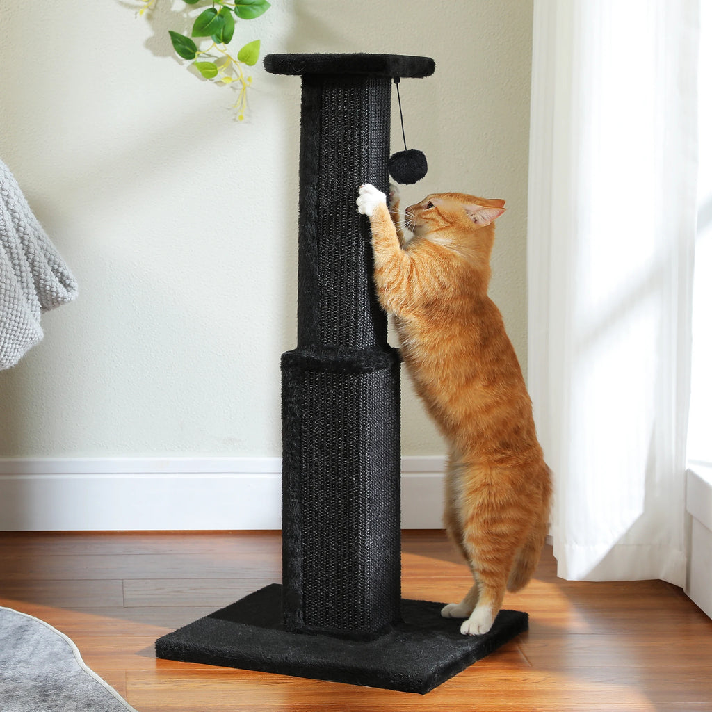 Large Cat Scratching Post for Indoor Cats with Woven Sisal Dangling Ball Tall Cat Scratcher