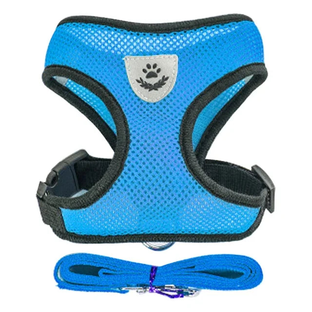 Cat Dog Harness Vest Walking Lead Leash Polyester Adjustable Mesh For Small Medium Pet
