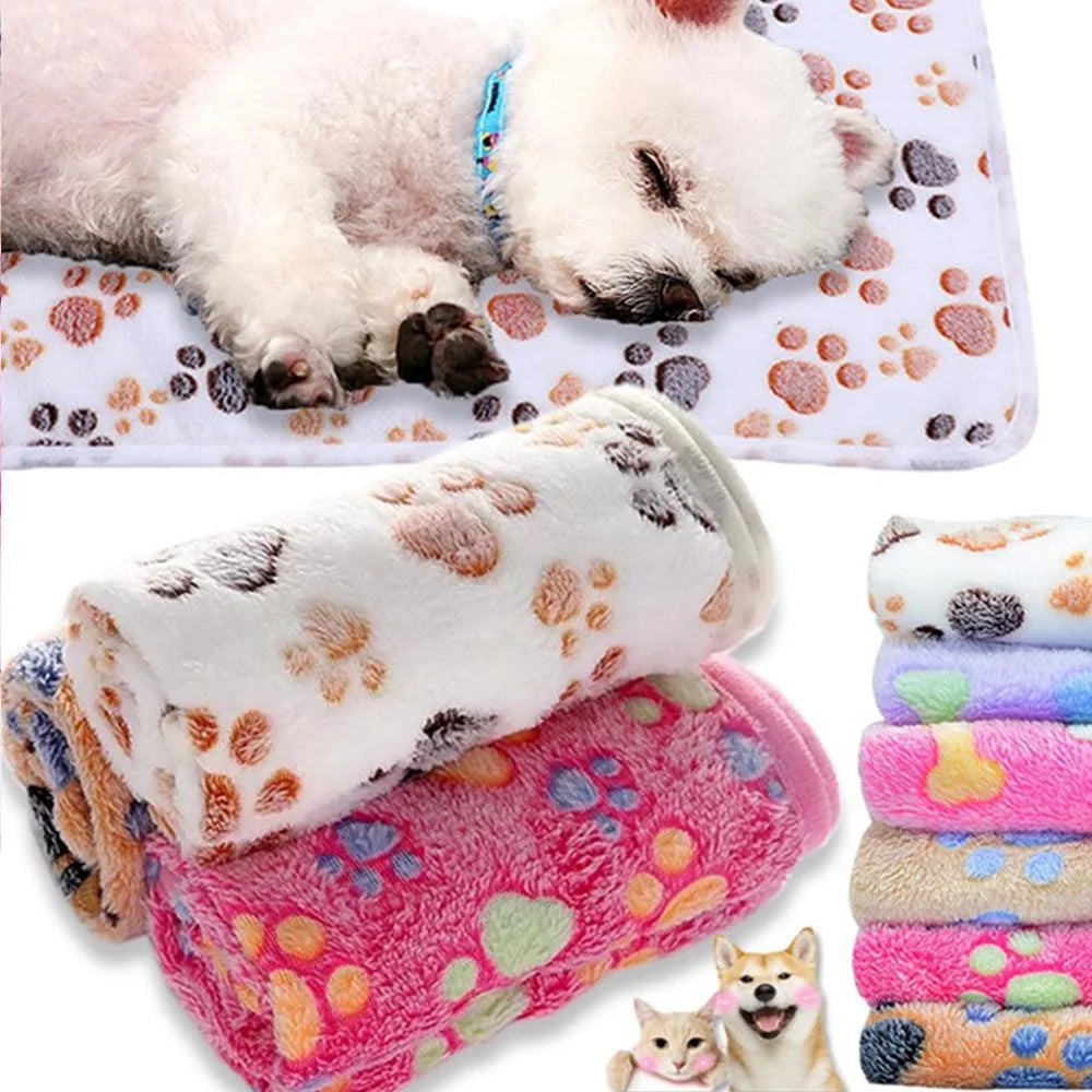 Soft Fluffy Warm High Quality Pet Blanket Cute Cartoon Pattern for Cat Dogs
