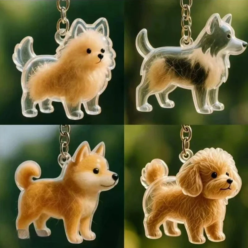 Clear Hair Memorial Keepsake Capsule Pet's Dog Fur Container Pendant Keychain