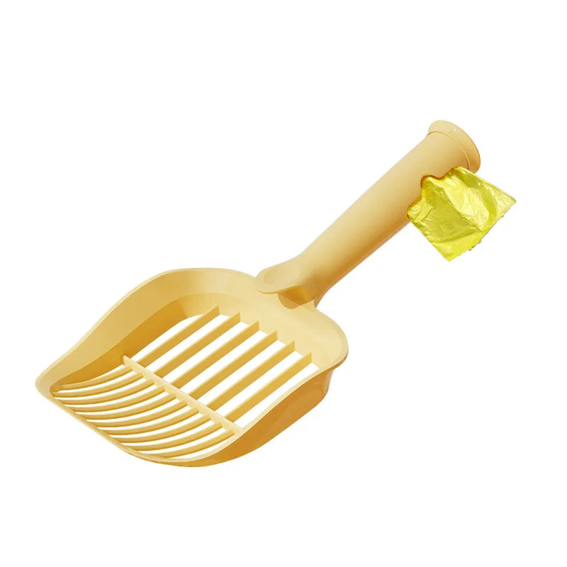 2-in-1 Long-Handle Cat Litter Scoop – Built-in Trash Bag, Sifting Design