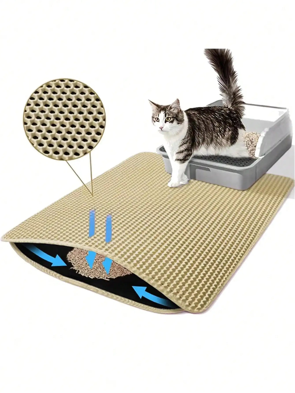 1pc Double-Layer Anti-Slip Waterproof Cat Litter Mat Litter Trapping