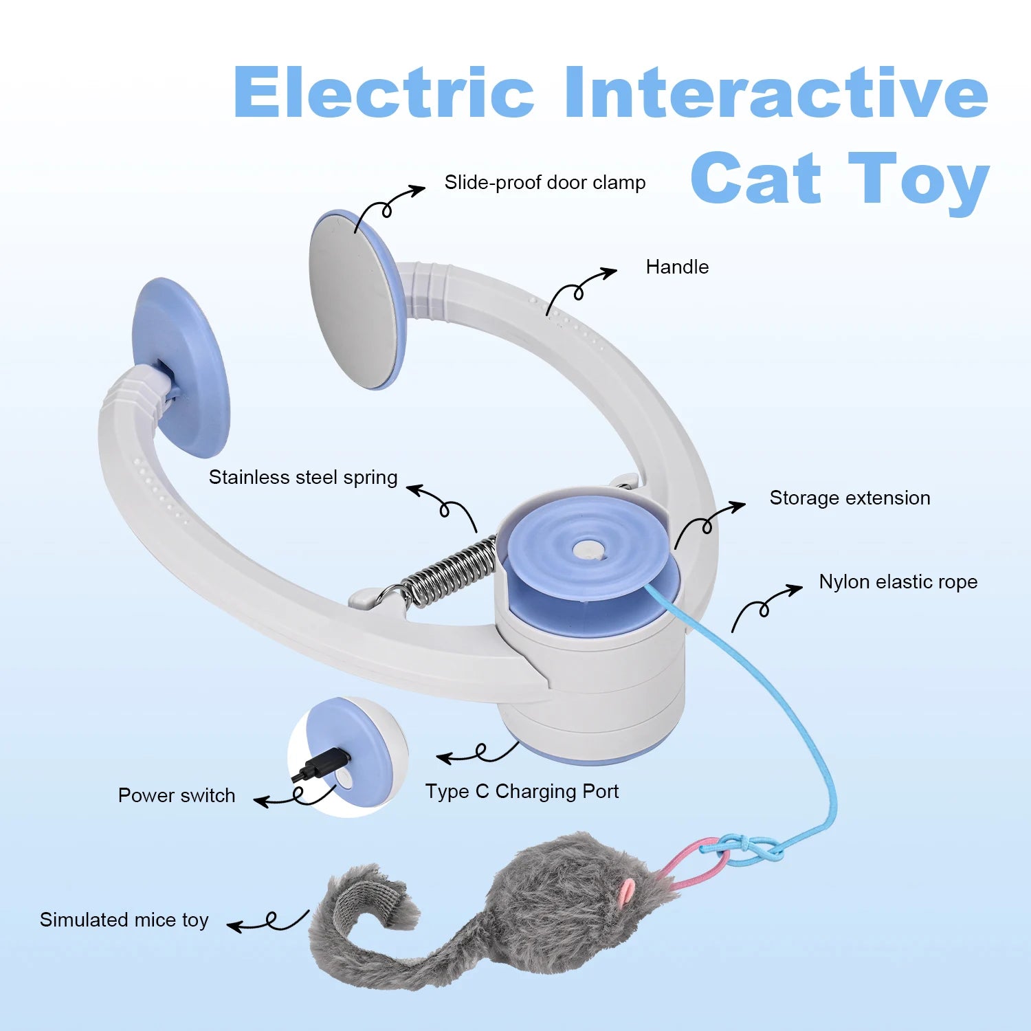 Cat Toys Electric Retractable Hanging Cat Toy Interactive Cat Toy USB Rechargeable Self Play