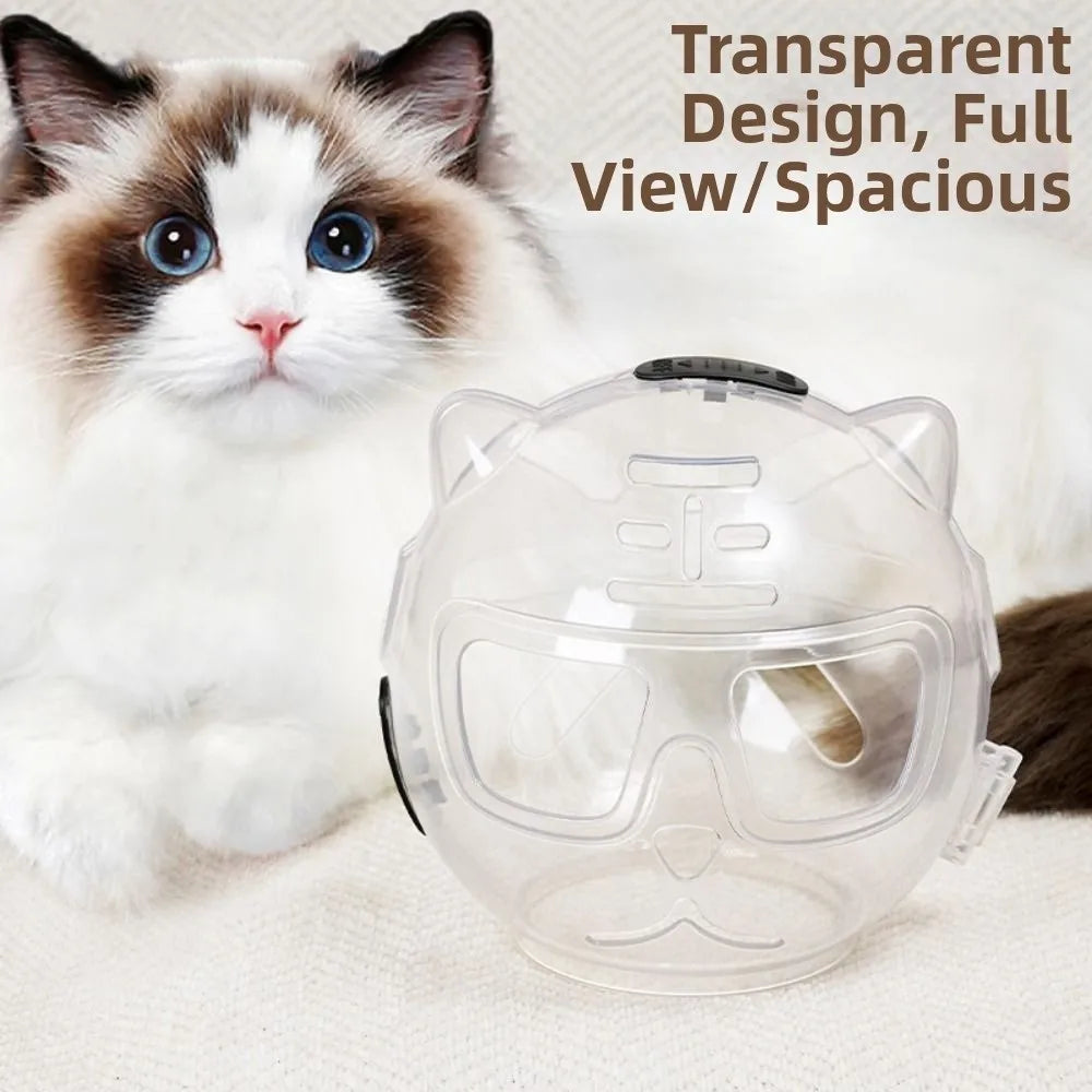 Transparent Cat Bubble Muzzle Anti-Bite Hood Breathable Anti-Licking Cat Head Cover